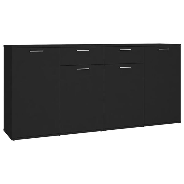 vidaXL Credenza Nera 160x36x75 cm in Legno Multistrato