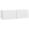 vidaXL Mobile Porta TV da Muro 98 x 31 x 30 cm Bianco Lucido