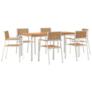 vidaXL Set da pranzo per esterni 7 pcs Marrone Legno di teak solido