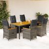 vidaXL Set Bistr&ograve; da Giardino 7 pz con Cuscini in Polyrattan Grigio