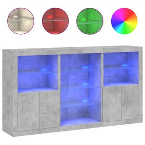 vidaXL Credenza con Luci LED Grigio Cemento 181,5x37x100 cm