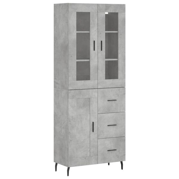 vidaXL Credenza Grigio Cemento 69,5x34x180 cm in Legno Multistrato