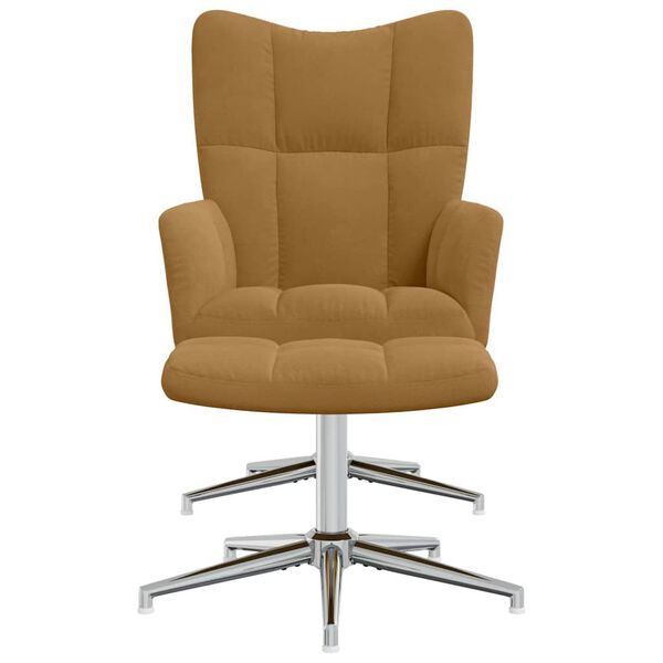 vidaXL Poltrona Relax con Poggiapiedi Marrone in Velluto