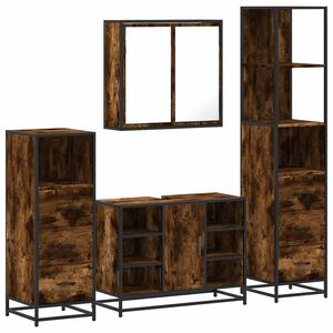 vidaXL Set Mobili da Bagno 4 pz Rovere Fumo in Legno Multistrato