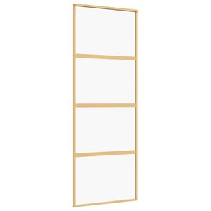 vidaXL Porta Scorrevole Dorata 76x205 Vetro Trasparente ESG Alluminio
