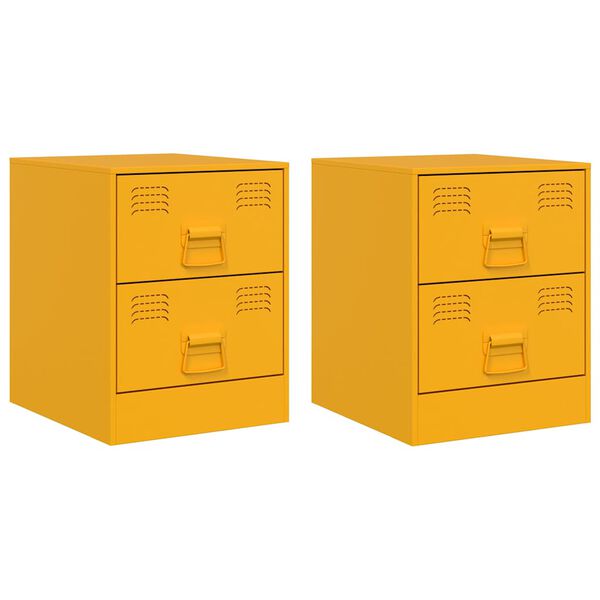 vidaXL Comodini 2 pz Giallo 34,5x39x44 cm in Acciaio