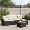 vidaXL Set Divano da Giardino 6 pz con Cuscini Nero in Polyrattan