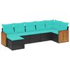 vidaXL Set Divani da Giardino 7 pz con Cuscini Nero in Polyrattan