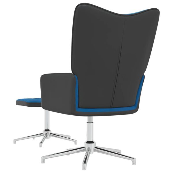 vidaXL Sedia Relax con Sgabello Blu in Velluto e PVC