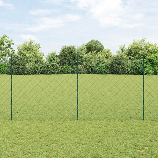 vidaXL Recinzione con Posto Verde 1,5 x 10 m Acciaio e PVC