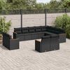 vidaXL Set Divani da Giardino 12 pz con Cuscini Nero in Polyrattan