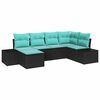 vidaXL Set Divano da Giardino 6 pz Nero e Turchese polyrattan