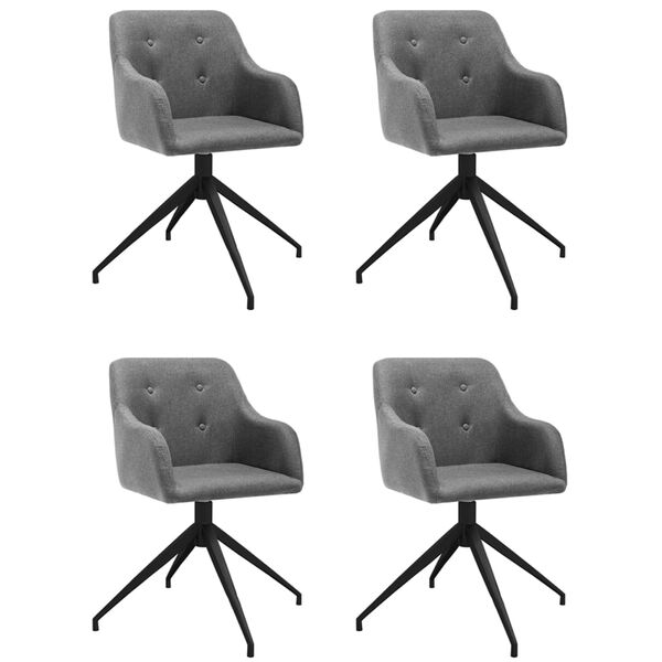 vidaXL Sedie da Pranzo Girevoli 4 pz Grigio Chiaro in Tessuto