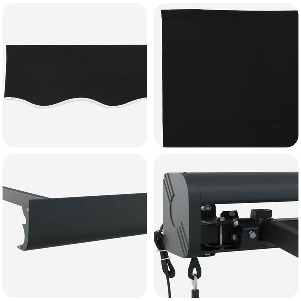 vidaXL Tenda da Sole Nero 350 x 250 x 165 cm Poliestere e Alluminio