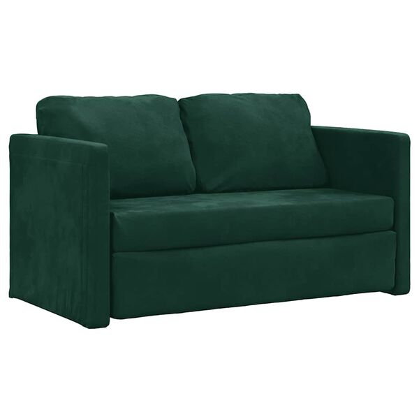 vidaXL Divano Letto da Terra 2 in 1 Verde Scuro 122x204x55 cm Velluto