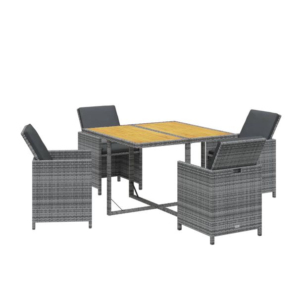 vidaXL Set da Pranzo da Giardino 5 pz con Cuscini in Polyrattan Grigio