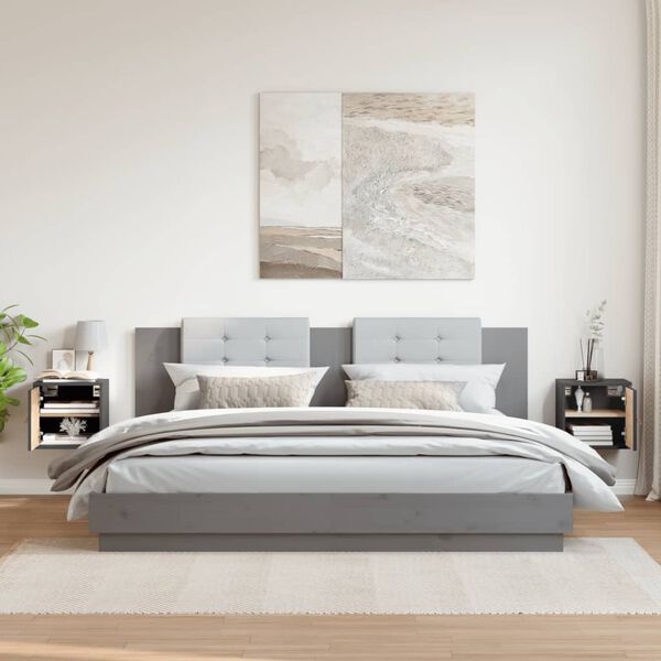 vidaXL Pensili 2pz Grigi 31,5x30x30 cm in Legno Massello di Pino