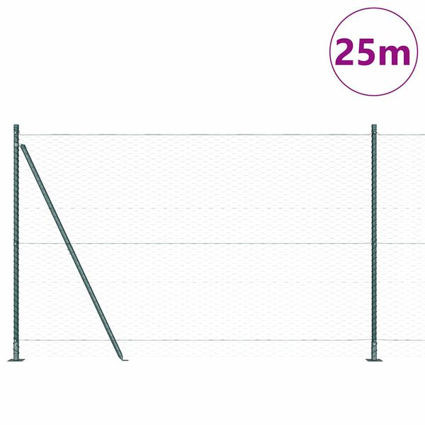 vidaXL Palo della recinzione Verde 25 x 1,5 m (rete 36 mm) Acciaio