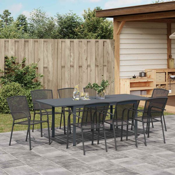 vidaXL Set da Pranzo per Giardino 9 pcs Antracite Acciaio