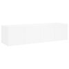 vidaXL Mobili TV a Parete con Luci LED 2pz Bianchi 60x35x31 cm