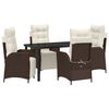 vidaXL Set da Pranzo per Giardino 5 pz Marrone polyrattan