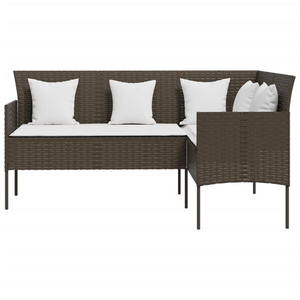 vidaXL Set Divano a L con Cuscini 5 pz Marrone in Polyrattan