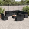 vidaXL Set Divani da Giardino 14pz con Cuscini in Polyrattan Nero
