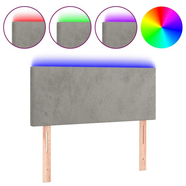 vidaXL Testiera a LED Grigio Chiaro 80x5x78/88 cm in Velluto