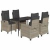 vidaXL Set Pranzo da Giardino 5pz con Cuscini Grigio Chiaro Polyrattan