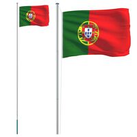 vidaXL Asta e Bandiera Portogallo 6,23 m Alluminio