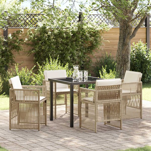 vidaXL Set da Pranzo per Giardino 5 pcs Beige Poly Rattan