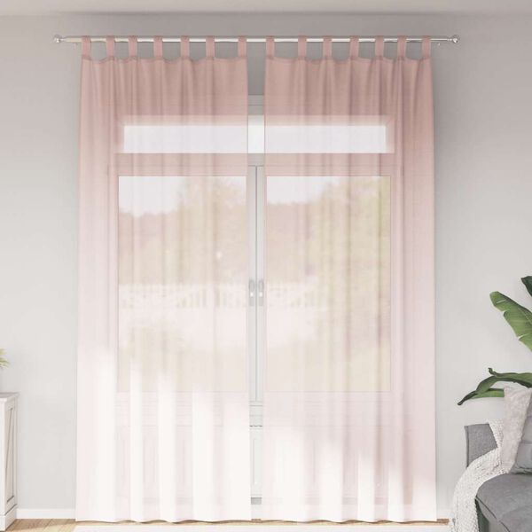 vidaXL Tende in Voile con Passanti 2 pz Rosa Chiaro 140x260 cm