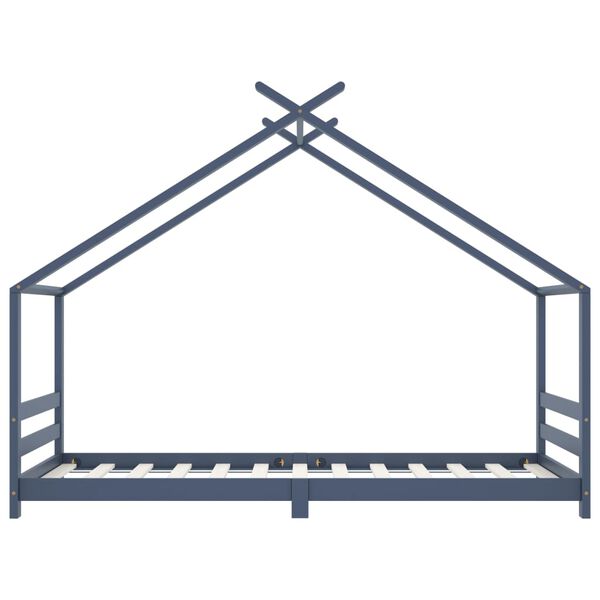 vidaXL Giroletto per Bambini Grigio in Massello di Pino 90x200 cm