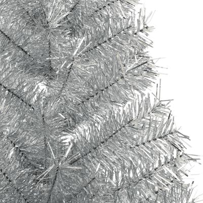 vidaXL Albero di Natale a Metà con Supporto Argento 120 cm PET