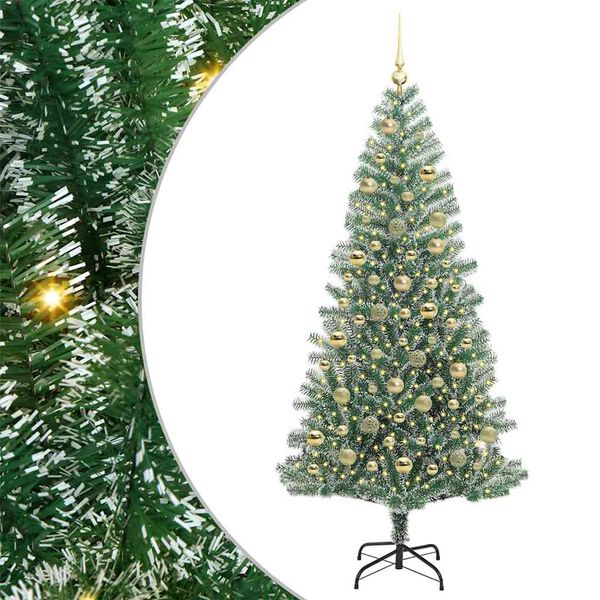 vidaXL Albero di Natale Artificiale Imbiancato con Luci LED 210 cm