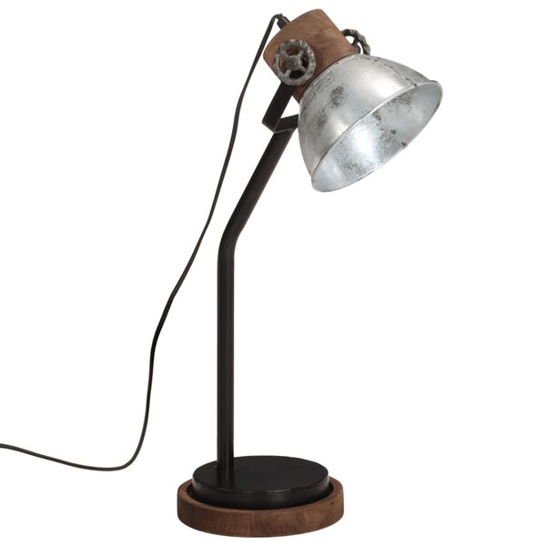 vidaXL Lampada da Scrivania 25 W Argento Vintage 18x18x60 cm E27