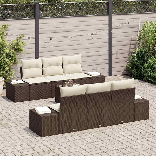 vidaXL Set Divano da Giardino 8 pcs Marrone e Crema polyrattan