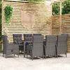 vidaXL Set Mobili da Pranzo per Giardino 9 pz in Polyrattan Grigio
