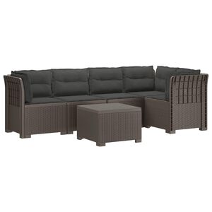 vidaXL Divano da Giardino 5 Posti con Cuscini Stile Rattan PP