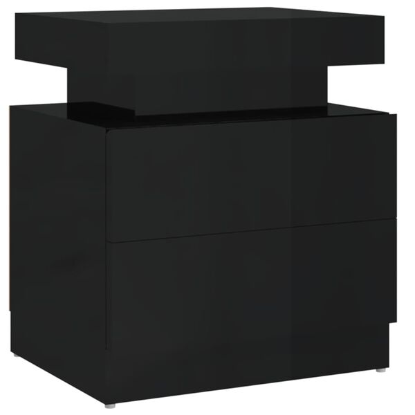 vidaXL Comodino Nero Lucido 45x35x52 cm in Legno Multistrato