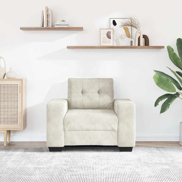vidaXL Divano Sedia Crema 100x78x80 cm Velluto