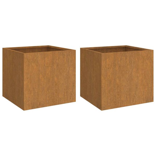 vidaXL Fioriere 2 pz 49x47x46 cm Acciaio Corten