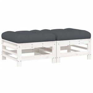 vidaXL Poggiapiedi Giardino con Cuscini 2pz Legno Massello Pino Bianco