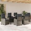 vidaXL Set da Pranzo per Giardino con cuscino 7 pcs Grigio polyrattan