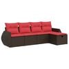 vidaXL Set Divano da Giardino 5 pz con Cuscini Marrone in Polyrattan