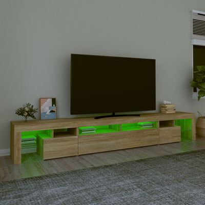 vidaXL Mobile Porta TV con Luci LED Rovere Sonoma 260x36,5x40 cm