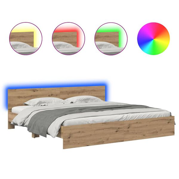 vidaXL Struttura del letto Rovere artigianale 180 x 200 cm