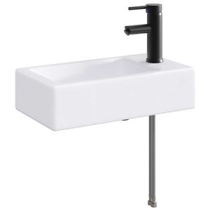 vidaXL Lavabo con rubinetto e scarico Nero Opaco 45,5 x 25,5 x 13 cm