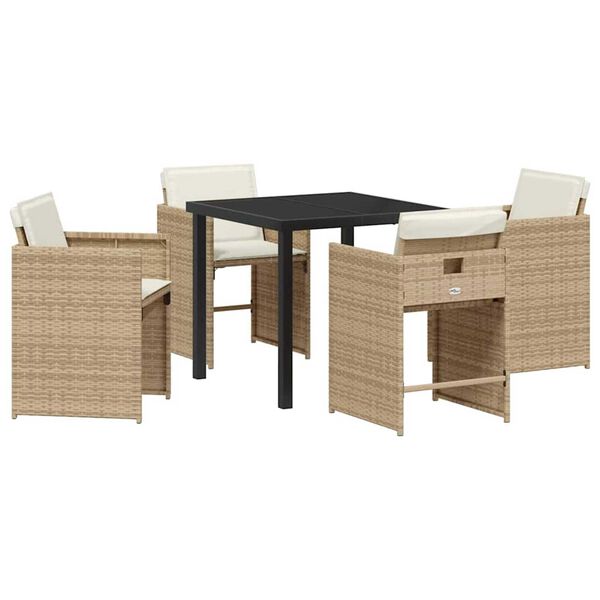 vidaXL Set da Pranzo per Giardino 5 pcs Beige polyrattan