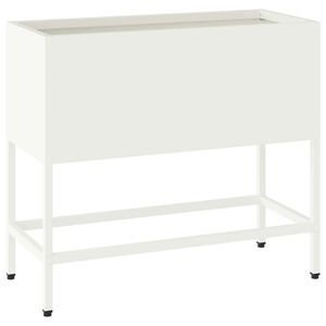 vidaXL Vaso da Giardino Rialzato Bianco 60 x 26 x 48 cm Acciaio